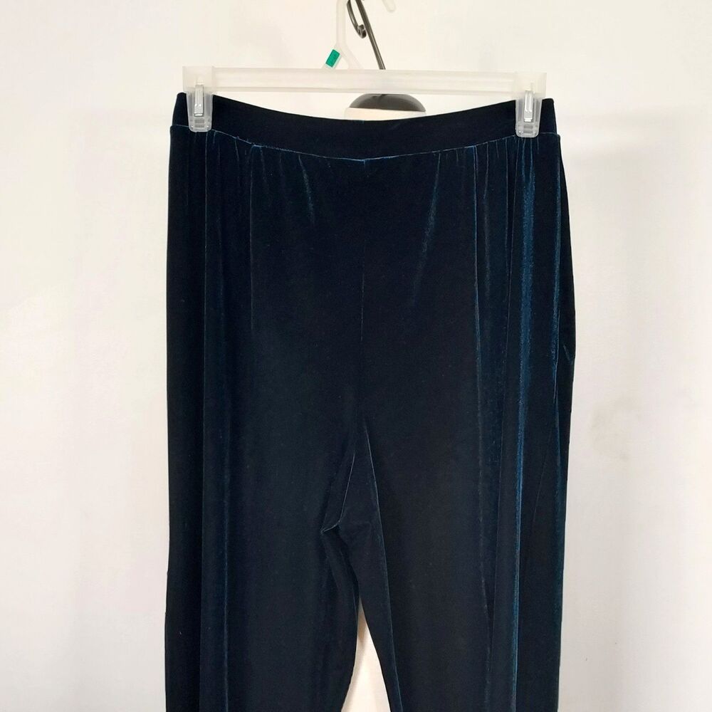 Koret Velvet Velour Party Holiday PANTS Size PL Pull on Elastic Waist Dark Teal - Picture 6 of 13
